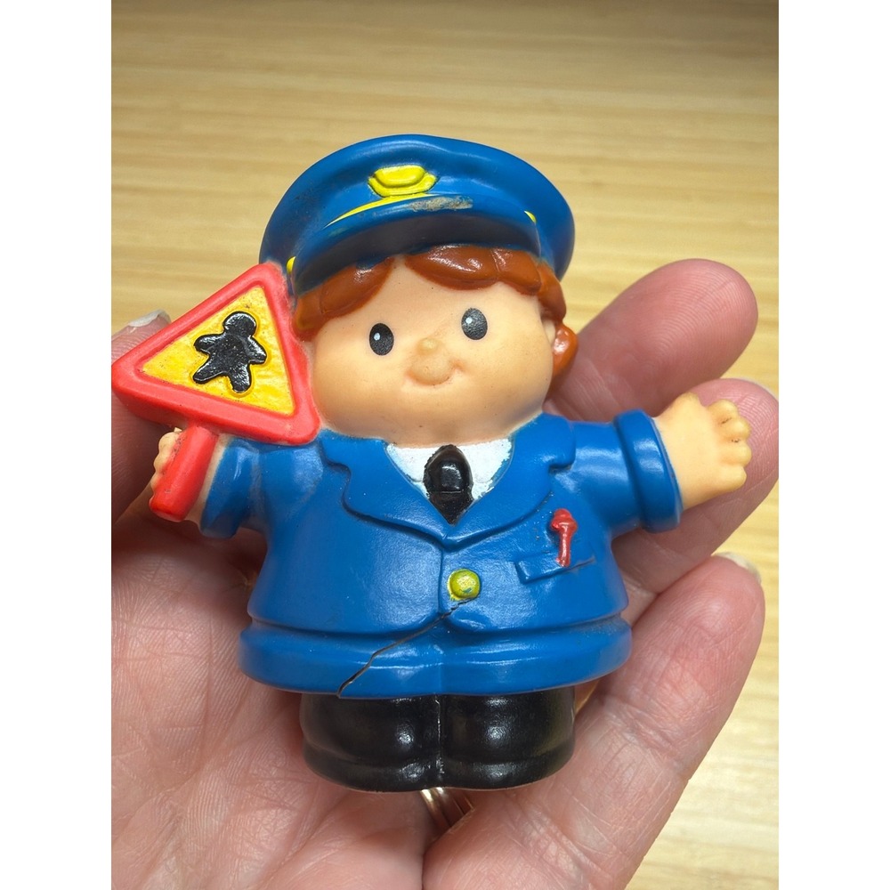 Fisher Price Little People Crossing Guard‎ Figure Sign 2007 Damaged